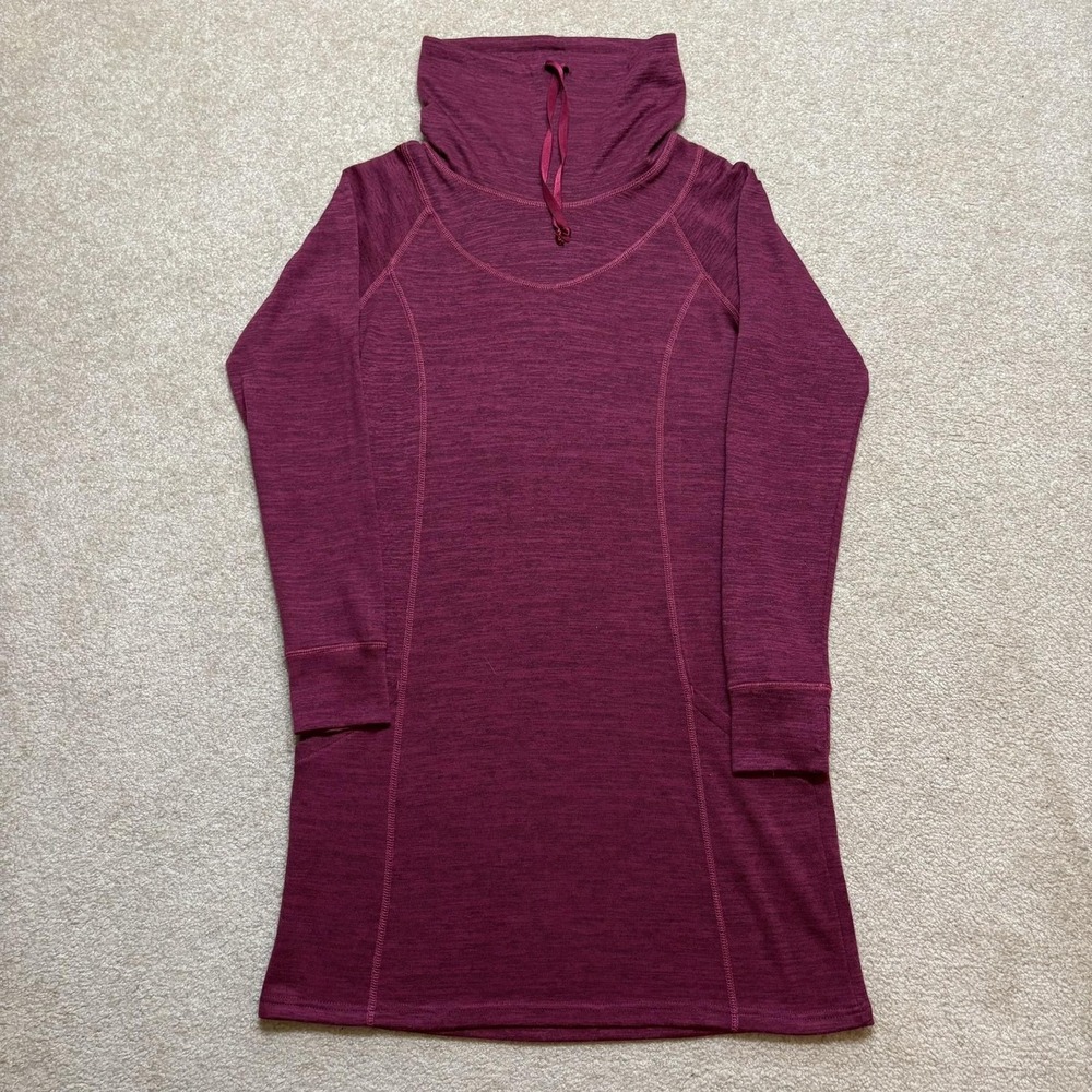 Kuhl Lea Dress Womens Medium Purple Cowl Neck Long Sleeve Knit Tunic Sweater
